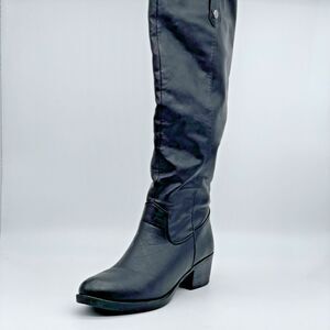 Rampage Realto 18" Zippered Vegan Leather Riding Boots Women's 7.5 Black Y2K